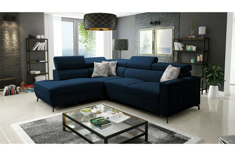 Galbally 3-sits Hörnbäddsoffa Dark blue - Products - Möbler - Soffa - Bäddsoffa - Bäddsoffa längsbäddad