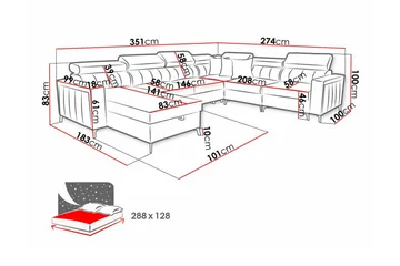 Galbally 5-sits Hörnbäddsoffa Dark blue - Products - Möbler - Soffa - Bäddsoffa - Hörnbäddsoffa