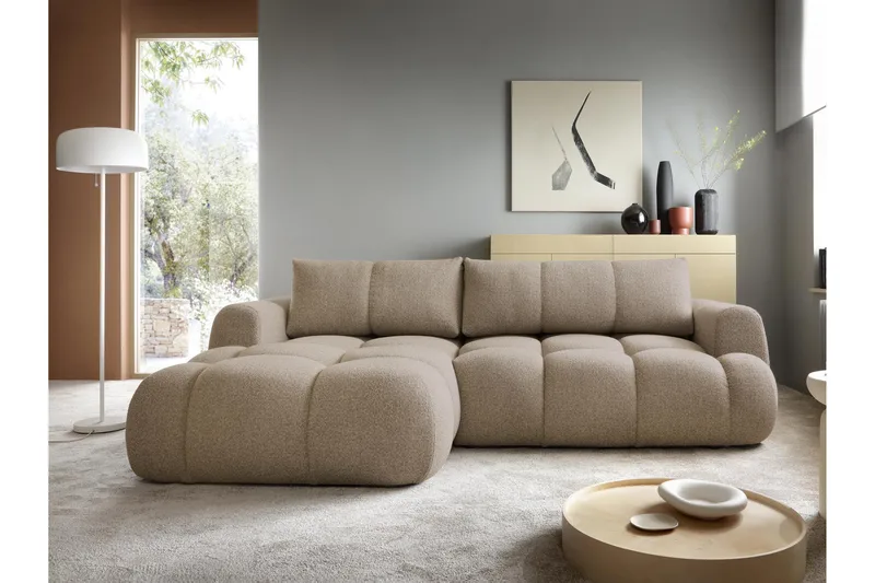 Handu Bäddsoffa med Divan 3-sits i Bouclé - Brun - Products - Möbler - Soffa - Bäddsoffa - Bäddsoffa divan