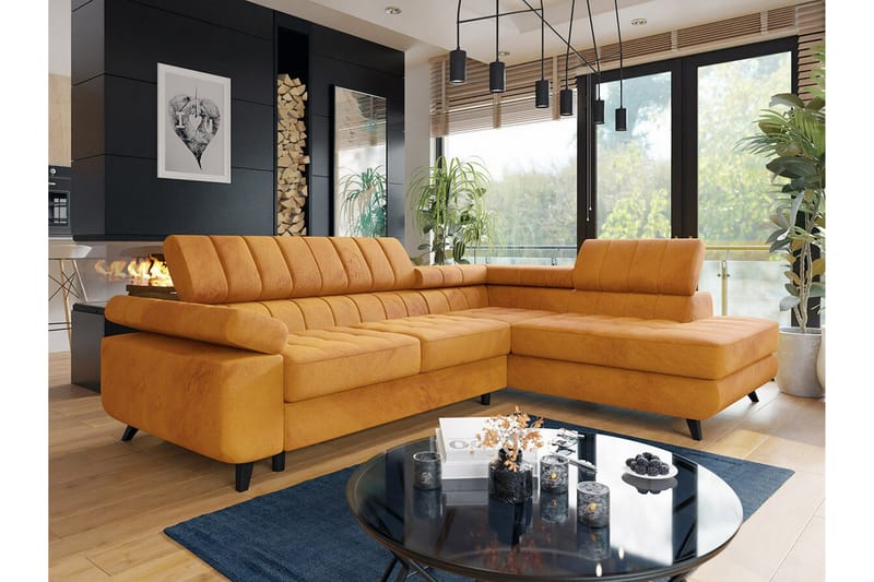 Kintore 3-sits Hörnbäddsoffa Dark yellow - Products - Möbler - Soffa - Bäddsoffa - Hörnbäddsoffa