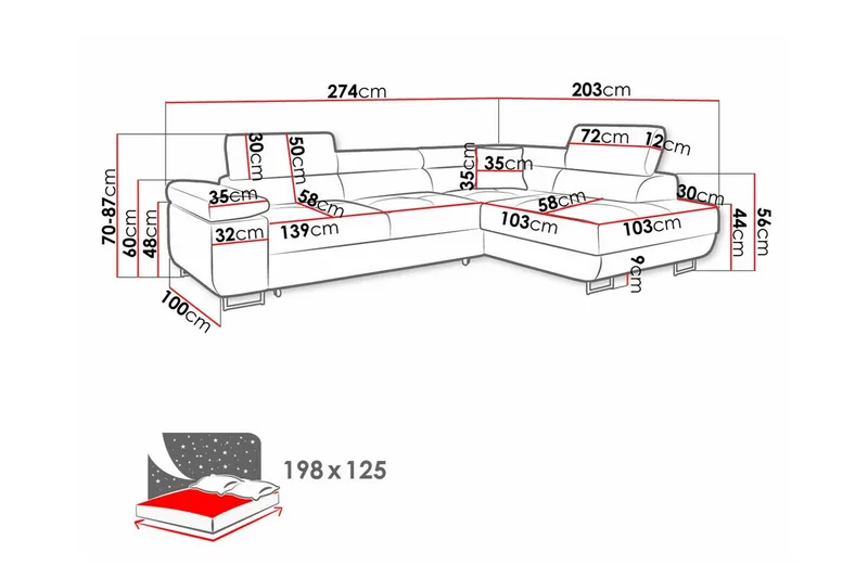 Kintore 3-sits Hörnbäddsoffa - Products - Möbler - Soffa - Bäddsoffa - Bäddsoffa längsbäddad