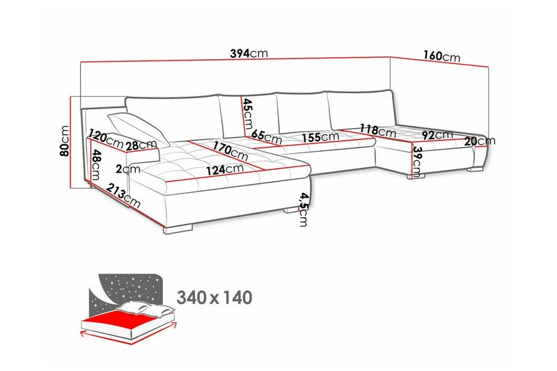 Kintore 4-sits Hörnbäddsoffa beige - Products - Möbler - Soffa - Bäddsoffa - Hörnbäddsoffa