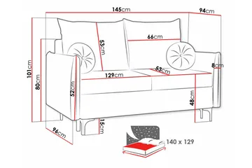 Knocklong 2-sits Bäddsoffa - Gul - Products - Möbler - Soffa - Bäddsoffa - Bäddsoffa längsbäddad