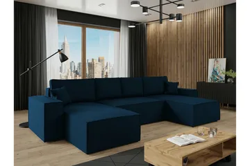 Knocklong 4-sits Hörnbäddsoffa - Blå - Products - Möbler - Soffa - Bäddsoffa - Hörnbäddsoffa