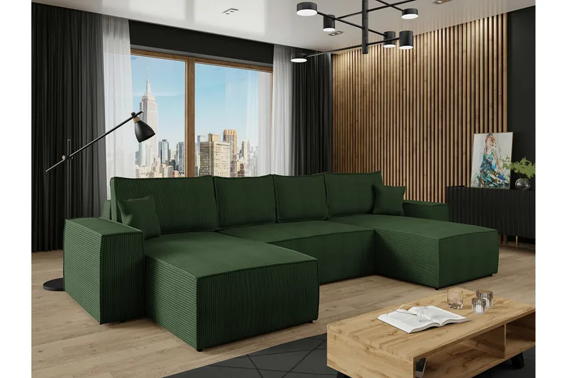 Knocklong 4-sits Hörnbäddsoffa - Grön - Products - Möbler - Soffa - Bäddsoffa - Hörnbäddsoffa