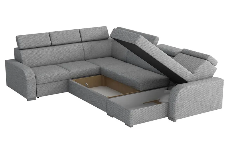 Lavona Bäddhörnsoffa Large - Grå - Products - Möbler - Soffa - Bäddsoffa - Hörnbäddsoffa