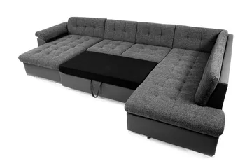 Niko U-Bäddsoffa 350x205x76 cm Divan Höger - Grå/Svart - Products - Möbler - Soffa - Bäddsoffa - Bäddsoffa längsbäddad