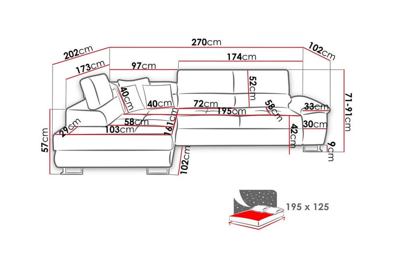 Reginia 3-sits Hörnbäddsoffa - Products - Möbler - Soffa - Bäddsoffa - Hörnbäddsoffa