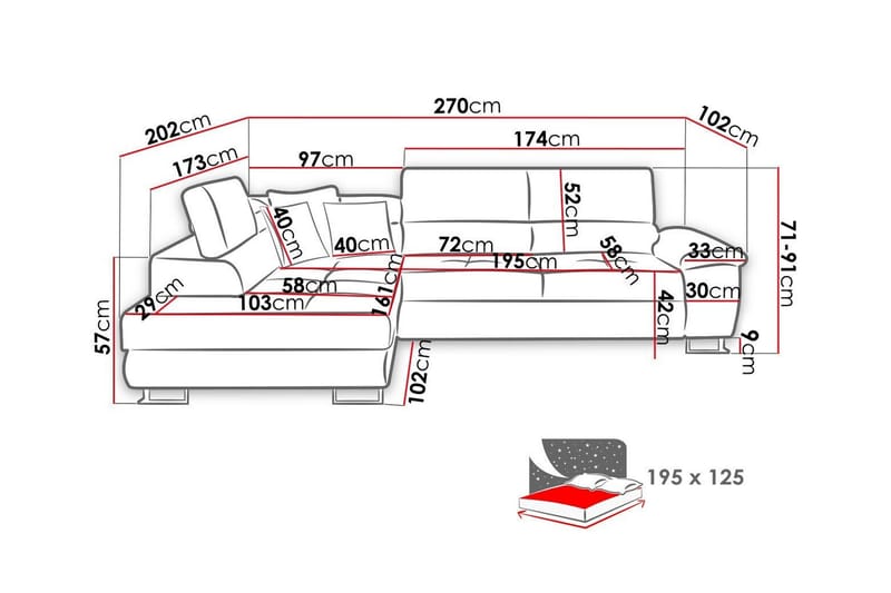 Reginia 3-sits Hörnbäddsoffa - Products - Möbler - Soffa - Bäddsoffa - Bäddsoffa divan