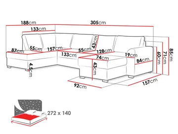 Taberk 5-sits U-Soffa med Divan Höger - Products - Möbler - Soffa - Bäddsoffa - Hörnbäddsoffa