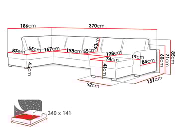 Taberk Large 6-sits U-Soffa med Divan Vänster - Products - Möbler - Soffa - Bäddsoffa - Hörnbäddsoffa