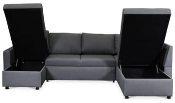 U soffa bäddsoffa grå med förvaring - Mörkgrå - Products - Möbler - Soffa - Bäddsoffa - Bäddsoffa divan