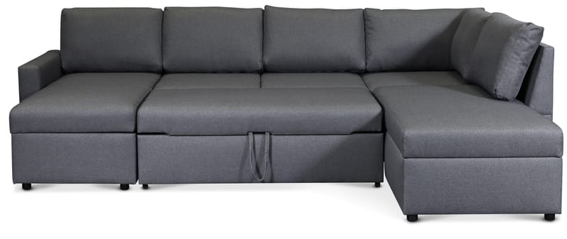 U soffa bäddsoffa grå med förvaring - Mörkgrå - Products - Möbler - Soffa - Bäddsoffa - Bäddsoffa divan