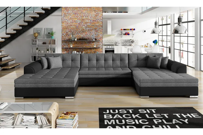 Ventolia Hörnbäddsoffa Universal - Grå/Svart - Products - Möbler - Soffa - Bäddsoffa - U bäddsoffa