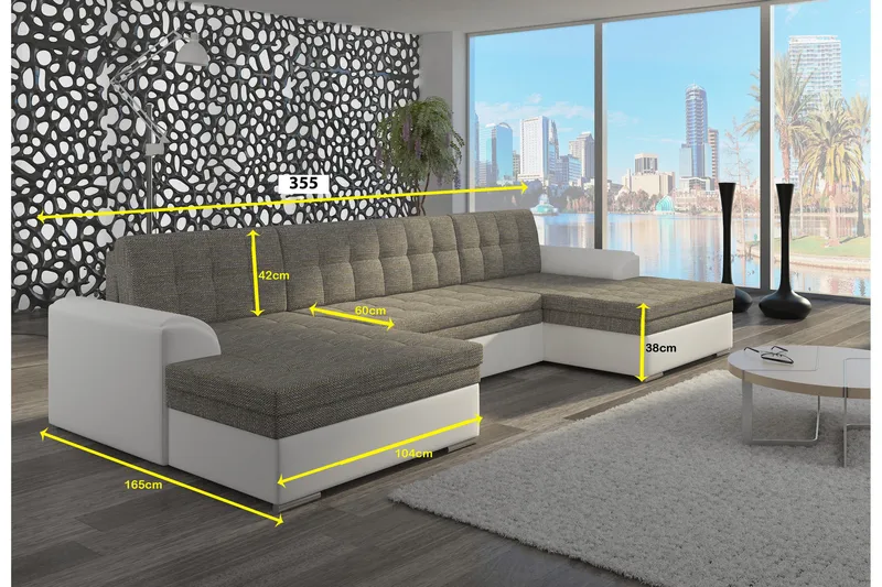 Ventolia Hörnbäddsoffa Universal - Grå/Svart - Products - Möbler - Soffa - Bäddsoffa - U bäddsoffa