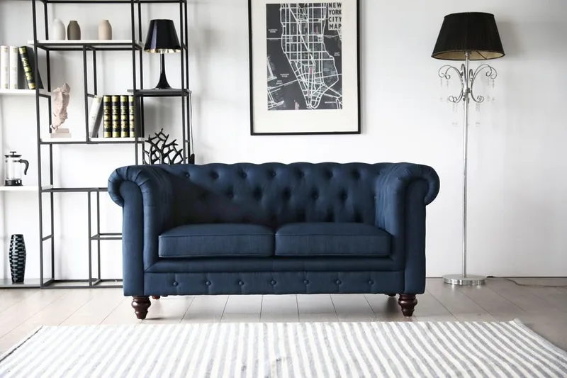 Chesterfield 2-sits soffa blå - Herron, Blå