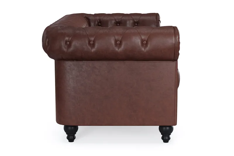 Chesterfield Lyx 2-sits Djup soffa konstläder - Mörkbrun PU - Products - Möbler - Soffa - Skinnsoffa