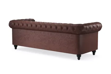Chesterfield Lyx 3-sits Djup soffa konstläder - Mörkbrun PU - Products - Möbler - Soffa - Chesterfield soffa