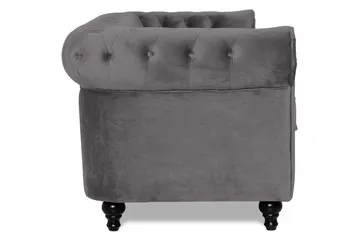 Chesterfield Lyx 3 sits Sammetssoffa - Djup soffa - Mörkgrå / Grå - Products - Möbler - Soffa - Chesterfield soffa
