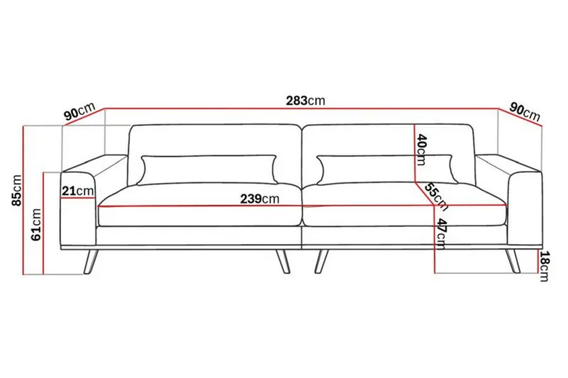 Copenhagen 4-sits Manchestersoffa - Rosa - Products - Möbler - Soffa - 4 sits soffa