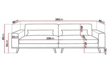 Copenhagen 4-sits Soffa i Konstläder - Brun - Products - Möbler - Soffa - 4 sits soffa