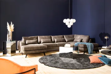 Copenhagen 5-sits Högervänd U-formad Soffa med Divan och Schäslong i Konstläder - Mörkgrå - Products - Möbler - Soffa - Skinnsoffa