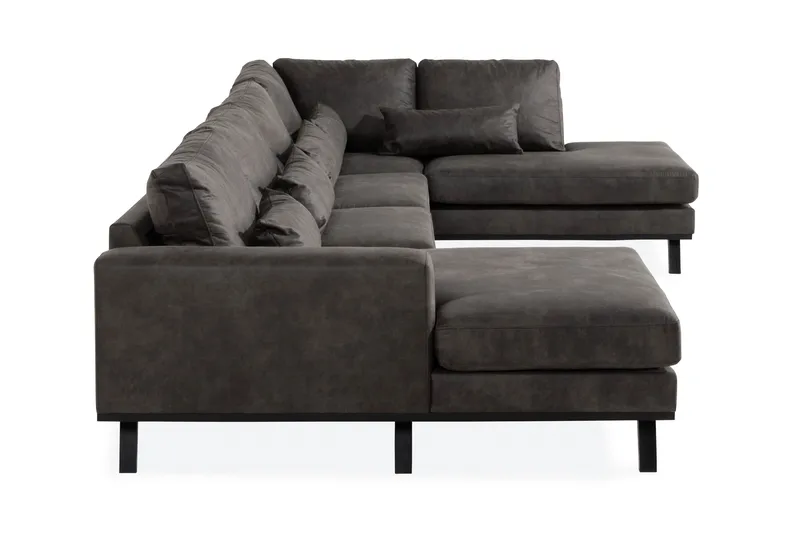 Copenhagen 5-sits Högervänd U-formad Soffa med Divan och Schäslong i Konstläder - Mörkgrå - Products - Möbler - Soffa - Skinnsoffa