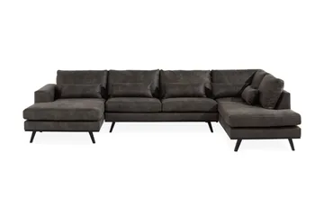 Copenhagen 5-sits Högervänd U-formad Soffa med Divan och Schäslong i Konstläder - Mörkgrå - Products - Möbler - Soffa - Skinnsoffa