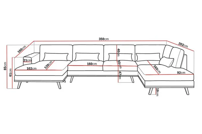 Copenhagen 5-sits Högervänd U-formad Soffa med Divan och Schäslong i Manchester - Beige - Products - Möbler - Soffa - U-soffa