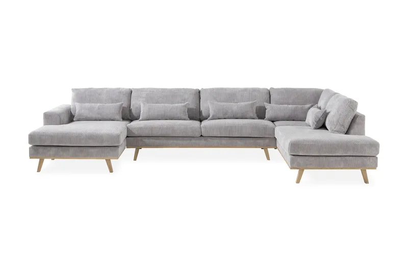 Copenhagen 5-sits Högervänd U-formad Soffa med Divan och Schäslong i Manchester - Ljusgrå - Products - Möbler - Soffa - U-soffa