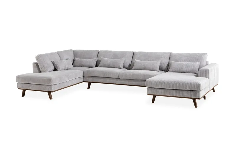 Copenhagen 5-sits Högervänd U-formad Soffa med Divan och Schäslong i Manchester - Ljusgrå - Products - Möbler - Soffa - U-soffa