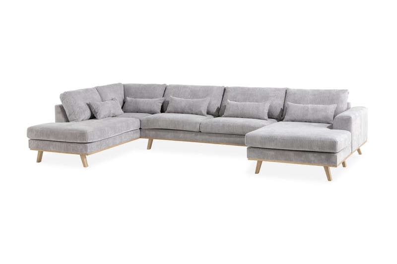 Copenhagen 5-sits Högervänd U-formad Soffa med Divan och Schäslong i Manchester - Ljusgrå - Products - Möbler - Soffa - U-soffa