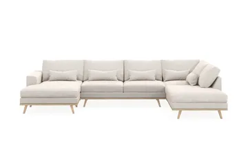 Copenhagen 5-sits Högervänd U-formad Soffa med Divan och Schäslong i Sammet - Krämvit - Products - Möbler - Soffa - Sammetssoffa