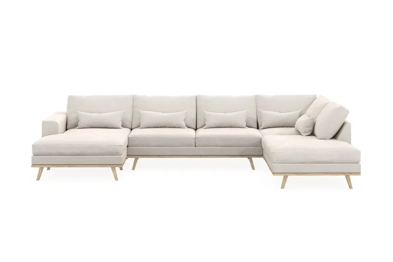 Copenhagen 5-sits Högervänd U-formad Soffa med Divan och Schäslong i Sammet - Krämvit - Products - Möbler - Soffa - Sammetssoffa