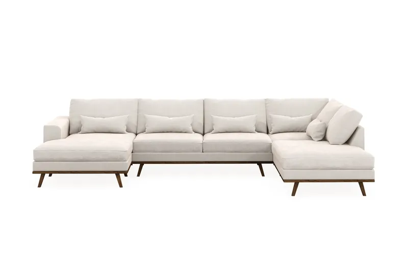Copenhagen 5-sits Högervänd U-formad Soffa med Divan och Schäslong i Sammet - Krämvit - Products - Möbler - Soffa - Sammetssoffa