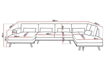 Copenhagen 5-sits Högervänd U-formad Soffa med Divan och Schäslong i Sammet - Krämvit - Products - Möbler - Soffa - Sammetssoffa