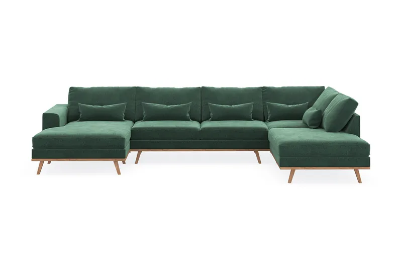 Copenhagen 5-sits Högervänd U-formad Soffa med Divan och Schäslong i Sammet - Mörkgrön - Products - Möbler - Soffa - Sammetssoffa