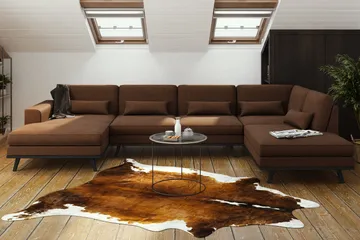 Copenhagen 5-sits Högervänd U-formad Soffa med Divan och Schäslong i Tyg - Brun - Products - Möbler - Soffa - U-soffa