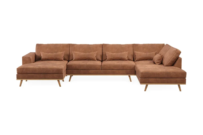 Copenhagen 5-sits Vänstervänd U-formad Large Soffa med Divan och Schäslong i Konstläder - Brun - Products - Möbler - Soffa - Skinnsoffa