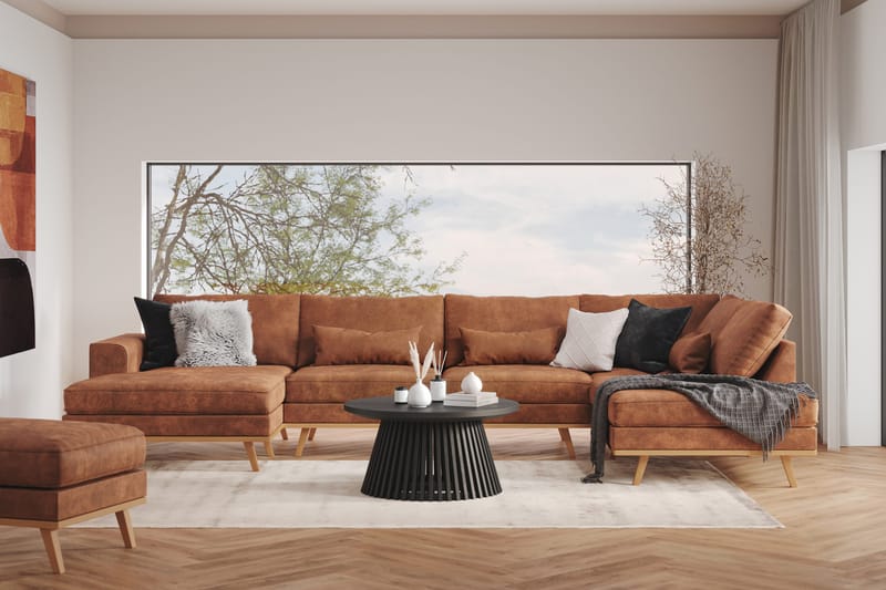 Copenhagen 5-sits Vänstervänd U-formad Large Soffa med Divan och Schäslong i Konstläder - Brun - Products - Möbler - Soffa - Skinnsoffa