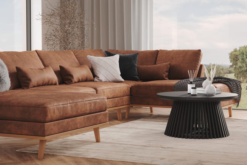 Copenhagen 5-sits Vänstervänd U-formad Large Soffa med Divan och Schäslong i Konstläder - Brun - Products - Möbler - Soffa - Skinnsoffa