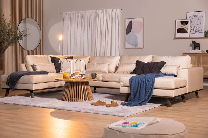 Copenhagen 5-sits Vänstervänd U-formad Large Soffa med Divan och Schäslong i Sammet - Beige - Products - Möbler - Soffa - Sammetssoffa