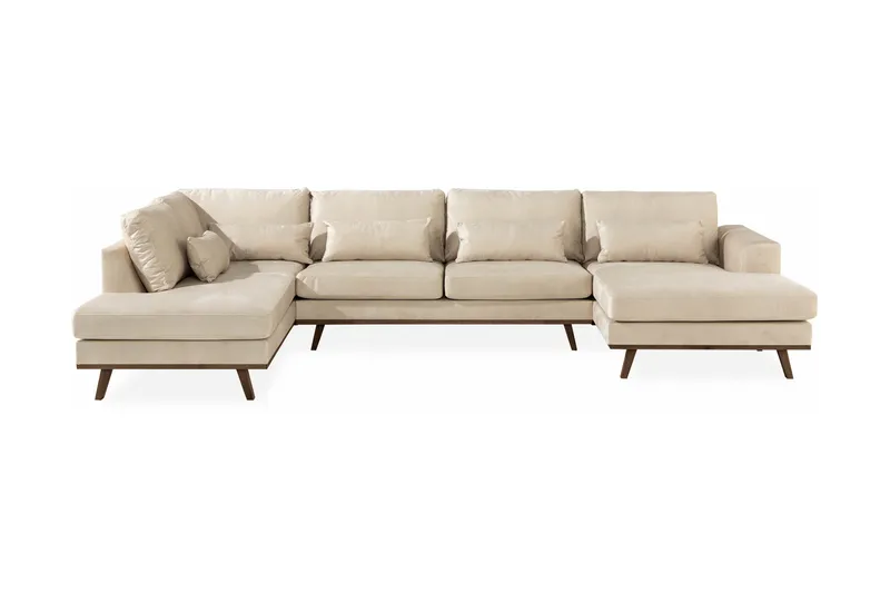 Copenhagen 5-sits Vänstervänd U-formad Large Soffa med Divan och Schäslong i Sammet - Beige - Products - Möbler - Soffa - Sammetssoffa