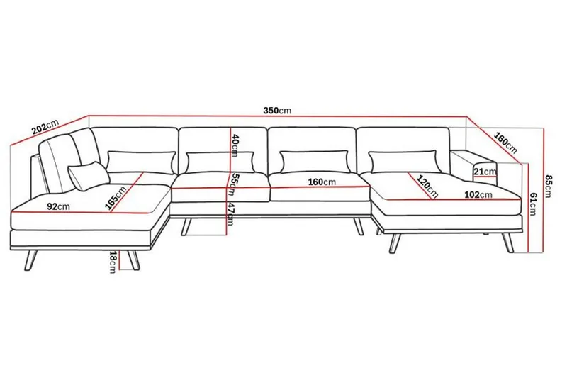 Copenhagen 5-sits Vänstervänd U-formad Soffa med Divan och Schäslong i Konstläder - Mörkgrå - Products - Möbler - Soffa - Skinnsoffa