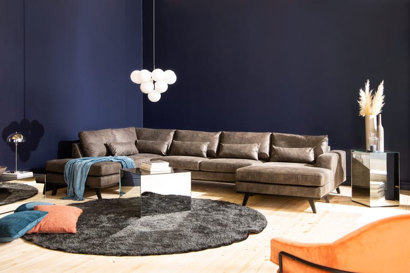 Copenhagen 5-sits Vänstervänd U-formad Soffa med Divan och Schäslong i Konstläder - Mörkgrå - Products - Möbler - Soffa - Skinnsoffa