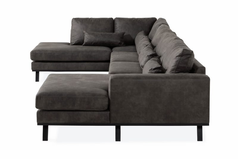 Copenhagen 5-sits Vänstervänd U-formad Soffa med Divan och Schäslong i Konstläder - Mörkgrå - Products - Möbler - Soffa - Skinnsoffa