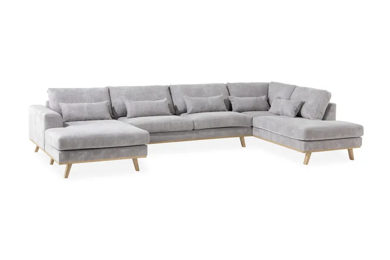 Copenhagen 5-sits Vänstervänd U-formad Soffa med Divan och Schäslong i Manchester - Ljusgrå - Products - Möbler - Soffa - U-soffa