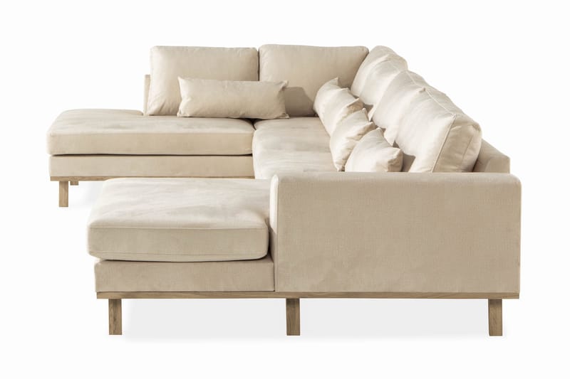 Copenhagen 5-sits Vänstervänd U-formad Soffa med Divan och Schäslong i Sammet - Beige - Products - Möbler - Soffa - Sammetssoffa