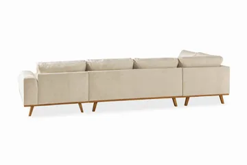 Copenhagen 5-sits Vänstervänd U-formad Soffa med Divan och Schäslong i Sammet - Beige - Products - Möbler - Soffa - Sammetssoffa