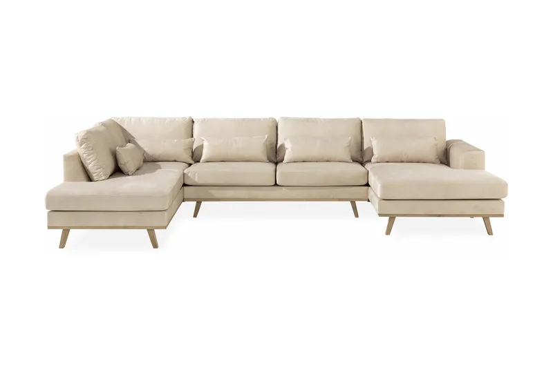 Copenhagen 5-sits Vänstervänd U-formad Soffa med Divan och Schäslong i Sammet - Beige - Products - Möbler - Soffa - Sammetssoffa